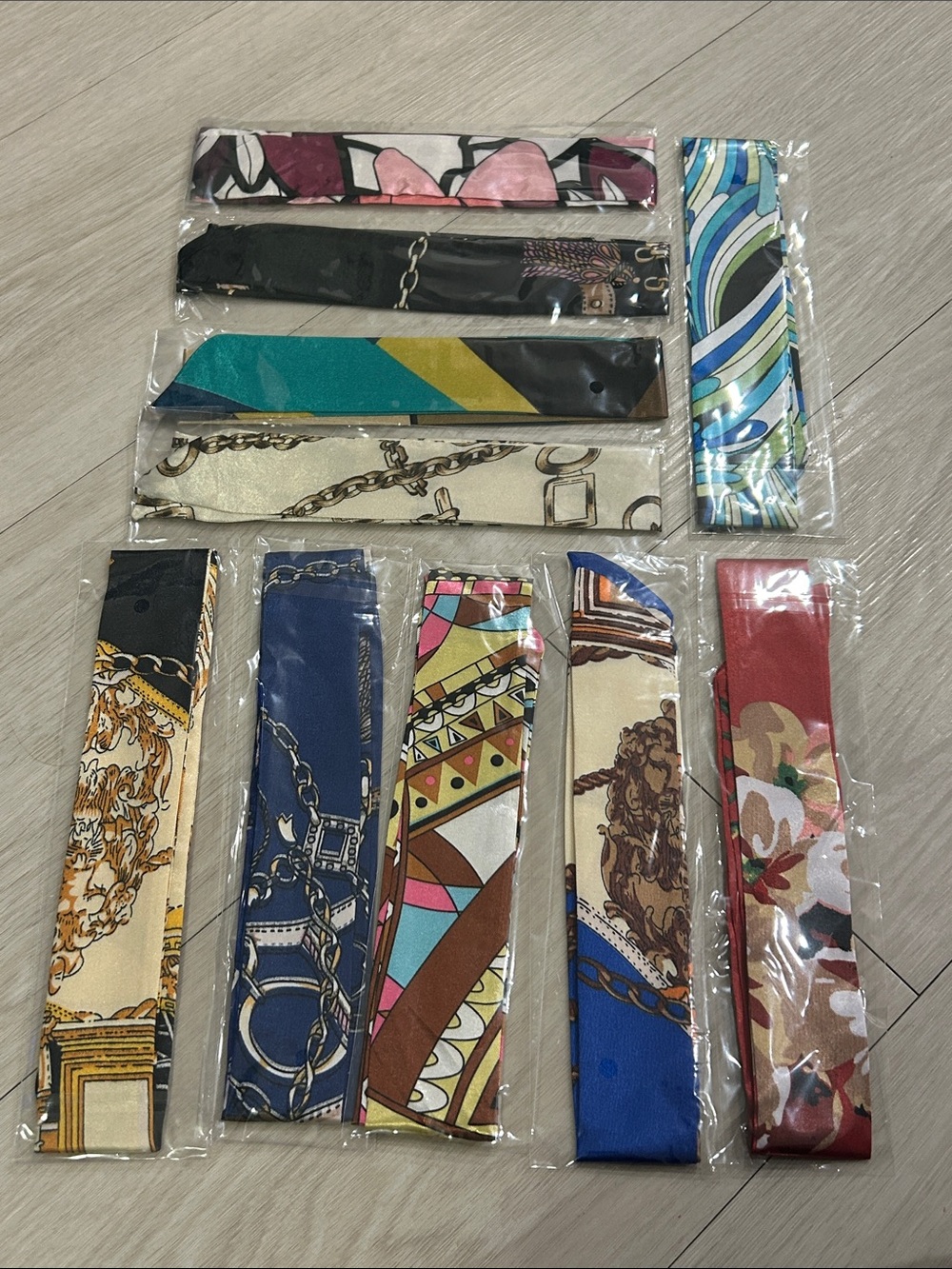 Purse Satin Scarf Set of 10 #25—Various Patterns and Colors